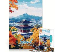 Puzzle Adulte de 1000 pièces représentant Un Paysage Urbain de Séoul avec Une pagode 38x52cm Idéal pour se détendre et réfléchir Cadeau de Noël