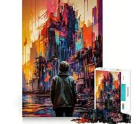Puzzle Adulte de 1000 pièces représentant Un Paysage Urbain Post-apocalyptique Casse-tête Relaxant Idée Cadeau pour Le Père Noël (50x75cm)