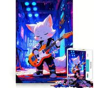 Puzzle Adulte de 1000 pièces représentant Un Renard Jouant de la Guitare dans Un Paysage Urbain Jeu Cadeau Découpe de Haute précision Activité relaxante à Faire en Groupe à l'intérieur 38x52cm