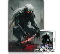 Puzzle Adulte de 1000 pièces représentant Un Vampire Assassin ensanglanté avec Une épée Jeu de réflexion Stimulant et éducatif Idée Cadeau Originale pour Les fêtes Dimensions:38x52cm