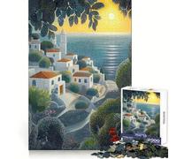 Puzzle adulte de 1000 pièces représentant un village balnéaire au coucher du soleil style pointilliste Idéal pour se détendre et résoudre des énigmes mentales Un cadeau pour les fêtes de fin d'année !