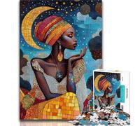 Puzzle Adulte de 1000 pièces représentant Une Belle Femme Africaine, idéal pour Les Vacances et Les Moments de détente Chaque pièce est Unique - Jeu Familial Stimulant et Amusant 50x75cm