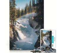 Puzzle Adulte de 1000 pièces représentant Une Cascade avec Arc-en-Ciel en forêt Découpe de Haute précision,Facile à Apprendre et idéal pour Toute la Famille Développe la mémoire et s'amuse (50x75cm)