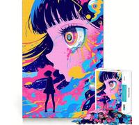 Puzzle Adulte de 1000 pièces représentant Une Fille d'anime aux Yeux géants Jeu de réflexion Cadeau Découpe de Haute précision Activité relaxante à Faire en Groupe à l'intérieur (38x52cm)