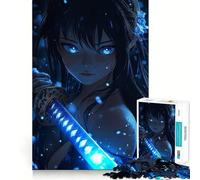 Puzzle Adulte de 1000 pièces représentant Une Fille d'anime avec Un Katana Bleu Jeu de réflexion Cadeau Découpe de Haute précision Activité relaxante à Faire en Groupe à l'intérieur (38x26cm)