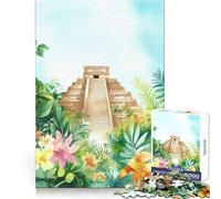 Puzzle Adulte de 1000 pièces représentant Une Pyramide Maya Antique (38x26cm) Développe la mémoire, activité Calme et créative Bords Nets Cadeau Unique