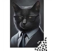 Puzzle Adulte De 1000 Pièces, Secret Agent Cat, 38x26cm/1000pcs; Moment De Calme Pendant Le W nd; Carton Blanc avec Peu De Poussière
