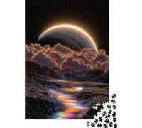 Puzzle Adulte De 1000 Pièces, Surreal Planet Landscape with Rainbow River, 52x38cm/1000pcs, À Compléter en Plusieurs Sessions; Pièces en Carton Blanc Au Fini Lisse