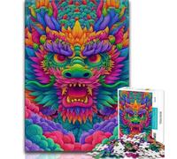 Puzzle Adulte Dragon psychédélique 1000 pièces Cadeaux pour Adolescents Jouets éducatifs Anti-Stress renforce l'amour Entre Couples (26x38cm)