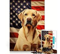 Puzzle Adulte Drapeau Labrador Américain 1000 Pièces Jeu de mémoire Amusant Assemblage Stable Pièces Qui ne bougent Pas Format Compact Idéal pour des Moments de Jeu en Famille (38x26cm)