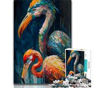Puzzle Adulte Duo Flamants Roses Colorés 1000 pièces Puzzles pour Adultes Cadeaux Jouets Jeux Éducatifs Anti-Stress Liste de Souhaits avec Père Noël (50x75cm)