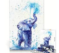 Puzzle Adulte Éléphant cracheur d'eau 1000 pièces Intellectualisme et adresse Divertissement Paisible Taille idéale Cadeau Parfait (50x75cm)