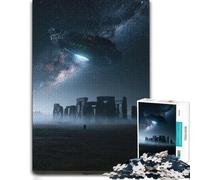 Puzzle Adulte en Bois Alien Spaceship Over Stonehenge, 500 PCS