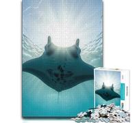 Puzzle Adulte en Bois Manta Ray Swimming Towards The Sun, 500 PCS