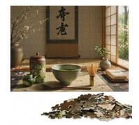 Puzzle Adulte en Bois, Matcha Tea Ceremony Still Life, 500 pièces | Cadeau puzzle: activité d'intérieur le w nd à la maison.