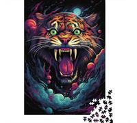 Puzzle Adulte en Bois représentant Un Tigre, 500 pièces, 52 x 38 cm, idéal pour la décompression et comme Cadeau.