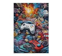 Puzzle Adulte en Bois Video Game Controllers in Chaos, Format 300 PCS | Puzzle adulte: progression pièce après pièce avec un objectif clair le w nd.
