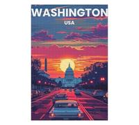 Puzzle Adulte en Bois Washington DC, Format 1000 PCS | Cadeau pour amateur de puzzle - progression pièce après pièce avec un objectif clair à la maison.