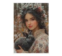 Puzzle Adulte en Bois Winter Wonderland Bunny-7, Format 300 PCS | Le montage en commençant par les bords - une méthode de montage claire pendant une soirée calme.
