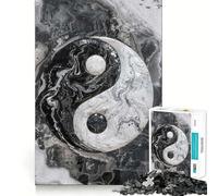 Puzzle Adulte en marbre Yin Yang 1000 pièces,Jeu de Stimulation Cognitive,emboîtement précis,sans espaces,activité apaisante pour la détente mentale (38x26cm)