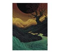 Puzzle Adulte en Plusieurs Pièces Abstract Landscape with River Puzzle Familial : Un Défi Difficile, Un pour Les Amis Et La Famille 52x38cm/1000pcs
