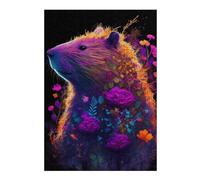 Puzzle Adulte en Plusieurs Pièces Capybara Flower Colorful Puzzle Familial : Un Défi Difficile, Un pour Les Amis Et La Famille 38x26cm/1000pcs