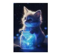 Puzzle Adulte en Plusieurs Pièces Cat with Magic Jar Puzzle Familial : Un Défi Difficile, Un pour Les Amis Et La Famille 38x26cm/1000pcs