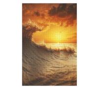 Puzzle Adulte en Plusieurs Pièces Crashing Wave at Sunset Puzzle Familial : Un Défi Difficile, Un pour Les Amis Et La Famille 75x50cm/1000pcs