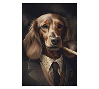 Puzzle Adulte en Plusieurs Pièces Cream Dachshund Gangster Puzzle Familial : Un Défi Difficile, Un pour Les Amis Et La Famille 75x50cm/1000pcs