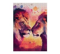 Puzzle Adulte en Plusieurs Pièces Lion Couple Watercolor Puzzle Familial : Un Défi Difficile, Un pour Les Amis Et La Famille 38x26cm/1000pcs