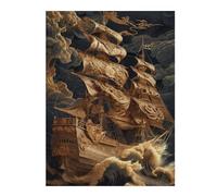 Puzzle Adulte en Plusieurs Pièces Pirate Ship Lost at Sea Puzzle Familial : Un Défi Difficile, Un pour Les Amis Et La Famille 52x38cm/1000pcs