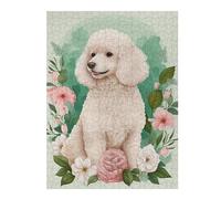 Puzzle Adulte en Plusieurs Pièces Poodle Floral Portrait Puzzle Familial : Un Défi Difficile, Un pour Les Amis Et La Famille 52x38cm/1000pcs