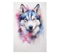 Puzzle Adulte en Plusieurs Pièces Siberian Husky Portrait Puzzle Familial : Un Défi Difficile, Un pour Les Amis Et La Famille 75x50cm/1000pcs