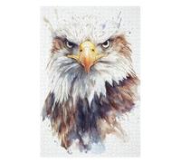 Puzzle Adulte en Plusieurs Pièces Watercolor Bald Eagle Portrait Puzzle Familial : Un Défi Difficile, Un pour Les Amis Et La Famille 75x50cm/1000pcs
