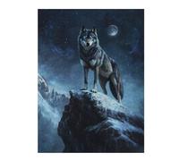 Puzzle Adulte en Plusieurs Pièces Wolf Under Moonlight Puzzle Familial : Un Défi Difficile, Un pour Les Amis Et La Famille 52x38cm/1000pcs