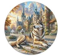 Puzzle Adulte & Enfant 12+ 1000 Pièces French Loup Dog Animaux - Ronde, Cadeau, Anti-Stress, Décoration Moderne, 1000pcs (67.5x67.5cm)