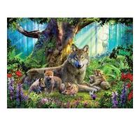 Puzzle adulte famille de loup couche dans la foret - 1000 pieces - ravensburger animaux de la sauvage G