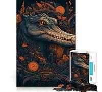 Puzzle Adulte fantaisiste Alligator 1000 pièces Jeu Stimulant l'esprit Découpe Laser de qualité supérieure Activité relaxante en Groupe à l'intérieur (50x75cm)