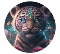 Puzzle Adulte Fantasy Tiger 1000 pièces, Puzzle Rond en Carton pour Adolescents, Jeu interactif Familial, Cadeau défi 1000 pièces (67,5x67,5cm)