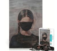 Puzzle Adulte Femme au Masque Noir 1000 pièces Jeu de mémoire Découpe de Haute précision Activité Manuelle Calme Exercice Mental à Faire à la Maison (50x75cm)