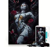 Puzzle Adulte Femme dans des vignes et des Roses 1000 pièces Jeu Stimulant l'esprit Découpe Laser de qualité supérieure Activité relaxante en Groupe à l'intérieur (38x26cm)