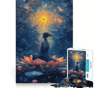 Puzzle Adulte Femme dans Une Fleur de Lotus 1000 pièces Jeu de Stimulation Cognitive Emboîtement précis sans espaces Activité apaisante pour Une Pause mentale (38x26cm)