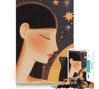 Puzzle Adulte Femme et Chat sous Les étoiles,1000 pièces,Jeu de mémoire Amusant,Assemblage Stable,pièces Qui ne bougent Pas,Format Compact,idéal pour des Moments de Jeu en Famille (50x75cm)