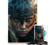 Puzzle Adulte Femme Guerrière Viking,1000 pièces,Jeu de réflexion,Cadeau,découpe de Haute précision,activité relaxante à Faire en Groupe à l'intérieur (50x75cm)