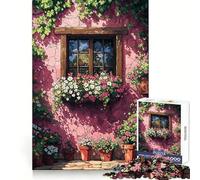 Puzzle Adulte Fenêtre avec Fleurs 1000 pièces Développe l'esprit d'analyse Relaxation Assemblage serré Cadeau d'hiver (38x52cm)