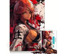 Puzzle Adulte Fille d'anime avec Cache-œil 1000 pièces,Jeu de réflexion,Cadeau,découpe de Haute précision,activité relaxante à Faire en Groupe à l'intérieur (50x75cm)