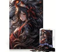 Puzzle Adulte Fille-Loup samouraï 1000 pièces Pensée Claire, détente et évasion Bords précis Cadeau de Noël (38x26cm)