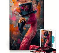 Puzzle Adulte Flamant Rose néon 1000 pièces, Jeu de réflexion, détente, découpe de qualité, Cadeau précieux (38x52cm)