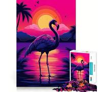 Puzzle Adulte Flamant Rose néon 1000 pièces Sharp Logic, Jouet Anti-Stress, découpe précise, Objet de Collection (38x26cm)