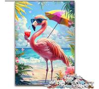 Puzzle Adulte Flamingo Beach 1000 pièces, Staycation Kill Time, Chaque pièce est Unique - Jeu Familial Stimulant et Amusant (Taille 50x75cm)